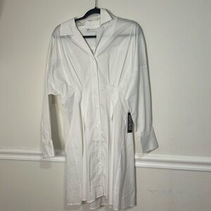 New York & Co. Fitted shirt dress size M. White